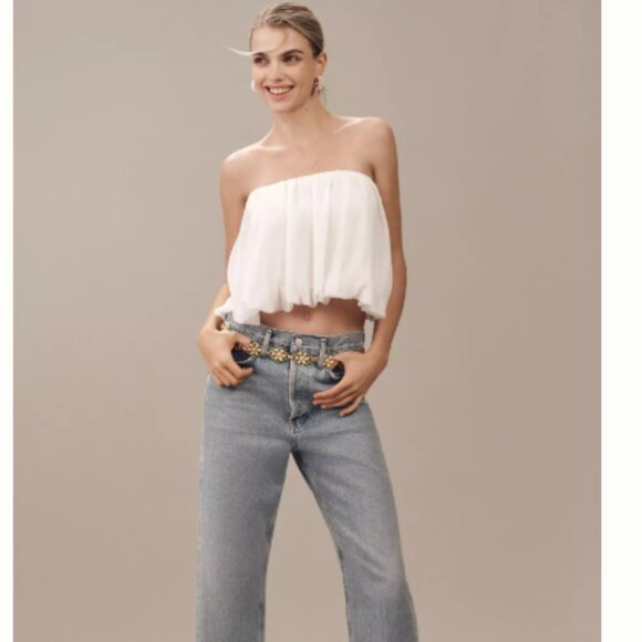 Anthropology RIXO Tianna Chain Belt 18k gold-plated metal Size S/M Sold Out - Picture 3 of 3